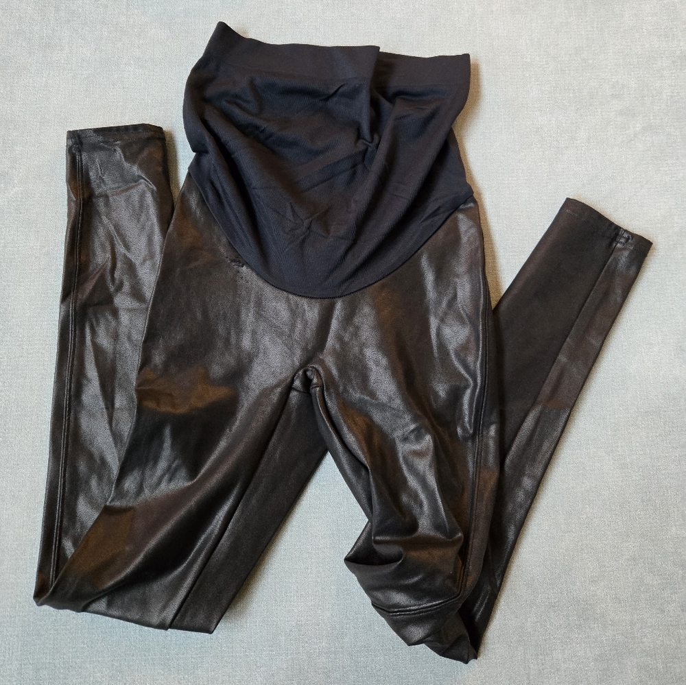 Spanx Maternity Black Faux Leather Leggings